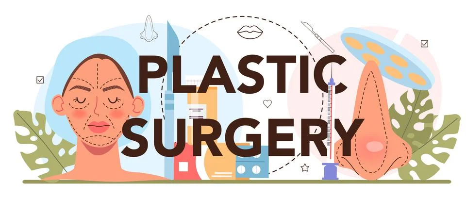 Plastic surgery typographic header. Idea of modern face aesthetic Stock Illustration
