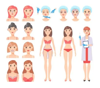 Plastic surgery vector set Stock Illustration