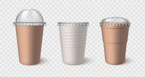 Plastic takeaway cups with transparent lid Stock Illustration