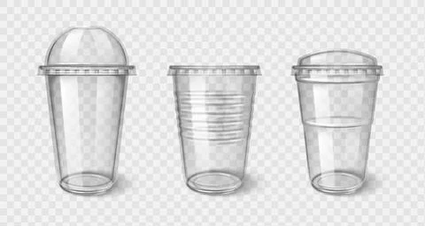 Plastic takeaway cups with transparent lid Stock Illustration