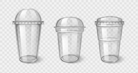 Plastic takeaway cups with transparent lid Stock Illustration