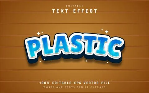 Plastic text, blue cartoon style text effect Stock Illustration