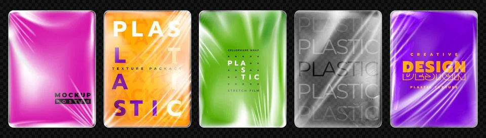 Plastic texture package. Transparent vinyl bag. Polythene wrapper. Clear po.. Stock Illustration