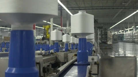 Plastic thread being recycled in the factory Stock Footage 93530919