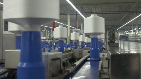 Plastic thread being recycled in the factory Stock Footage 93530991