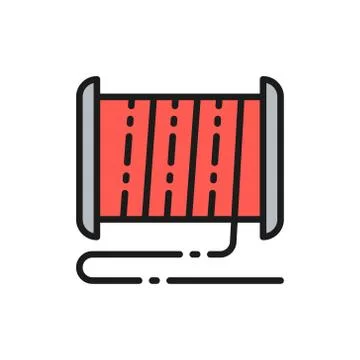 Plastic thread reel for 3d printer flat color line icon. Stock Illustration