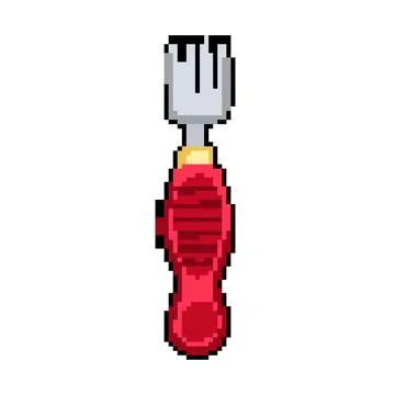 Plastic toddler fork pixel art vector illustration Stock Illustration