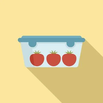 Plastic tomato box icon, flat style Stock Illustration