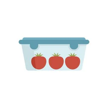 Plastic tomato box icon flat isolated Stock Illustration