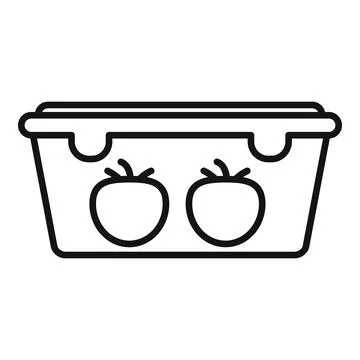 Plastic tomato box icon, outline style Stock Illustration