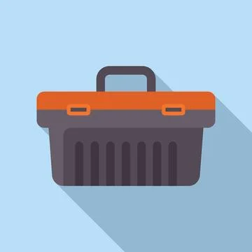 Plastic tool box holding building equipment for construction Illustration