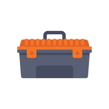 Plastic tool box holding work tools for repairing and construction Illustration