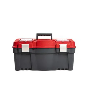 Plastic tool box isilated on a white background. Do it yourself idea Fotos Stock