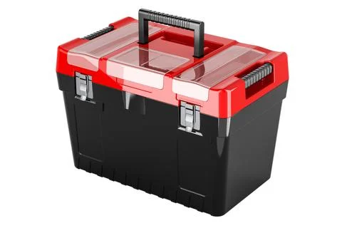 Plastic tool box, tool organizer box. 3D rendering Ilustração Stock