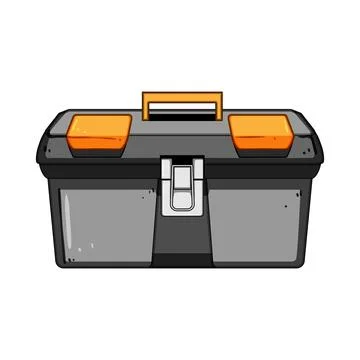 Plastic toolbox featuring a handle and storage compartments Illustration