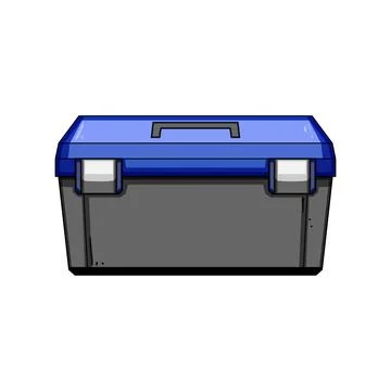 Plastic toolbox storing tools for home improvement Illustrazione stock