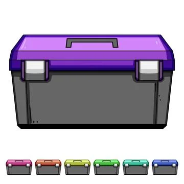Plastic toolbox storing tools for home improvement Illustrazione stock