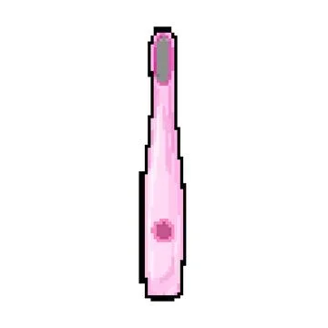 Plastic tooth brush pixel art vector illustration Stock Illustration