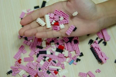 Plastic toy blocks Foto stock