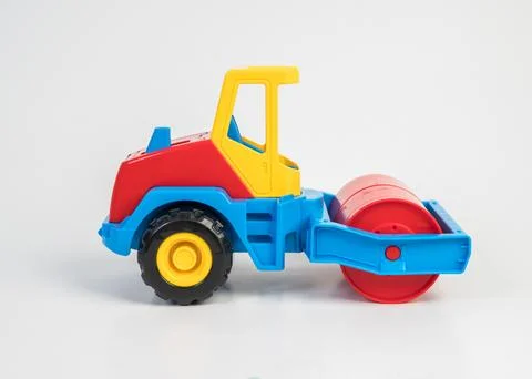 Plastic toy models of construction vehicles. Asphalt roller. 写真素材