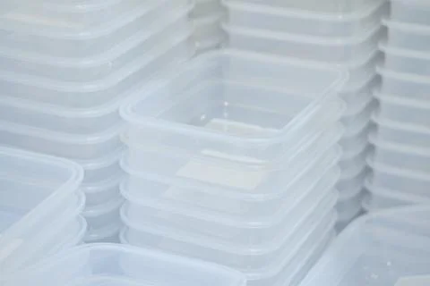 Plastic transparent and versatile containers. Stock Photos