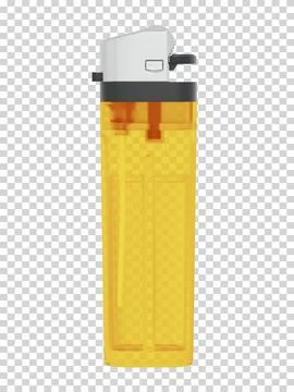 Plastic transparent classic lighter on checkered background Stock Illustration
