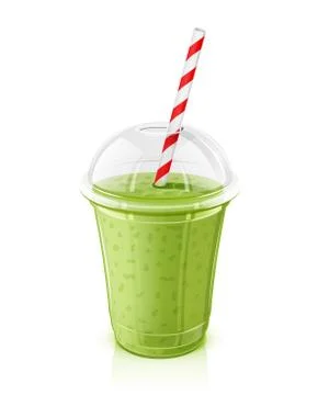 Plastic transparent cup with pipe. Fresh drink. Stock Illustration