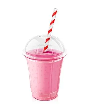 Plastic transparent cup with pipe. Fresh drink. Stock-Illustration