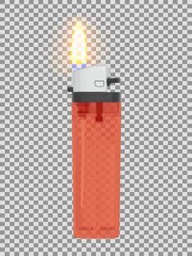 Plastic transparent lighter with lit flame Stock Illustration