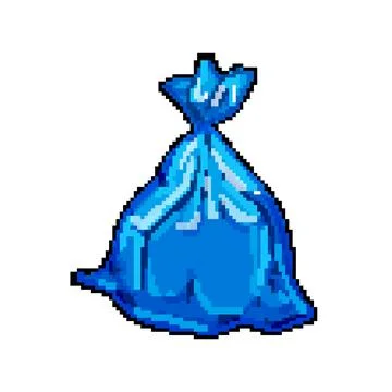 Plastic trash bag pixel art vector illustration Stock Illustration