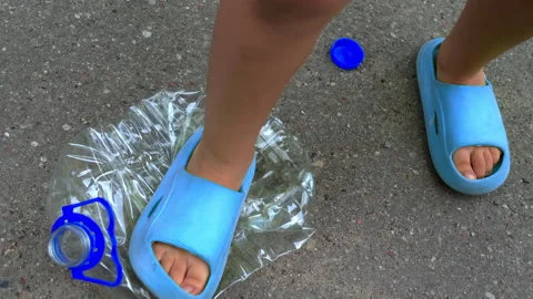 Plastic trash on the beach. Waste sorting and plastic packaging. Video stock 270937148