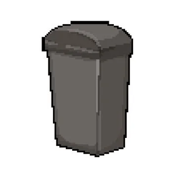 Plastic trash bin garbage pixel art vector illustration Stock Illustration