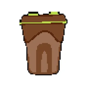 Plastic trash bin pixel art vector illustration Stock Illustration
