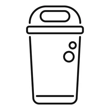Plastic trash can with handle and bubbles icon Illustration
