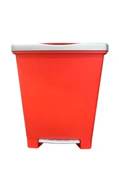 Plastic trash container isolated on white background Stock Photos