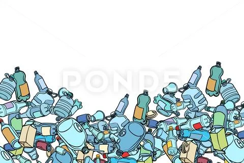 Plastic trash. Ecology and pollution Stock Illustration