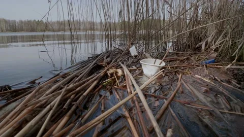 Plastic trash in the river. Stock Footage 130424446