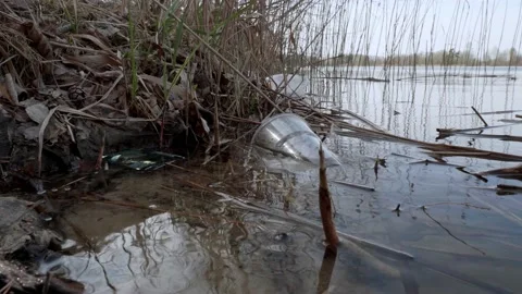 Plastic trash in the river. Stock Footage 130424465
