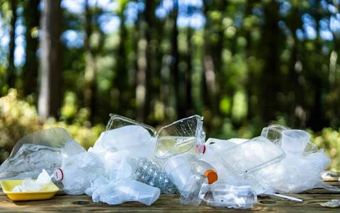 Plastic trash waste is a global problem. Recycling trash waste helps protect the Stock Photos