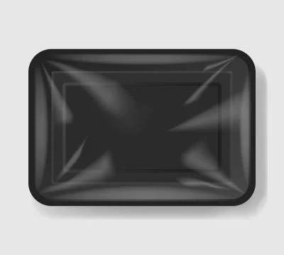 Plastic tray container with cellophane cover. Mockup template for your design Stock Illustration