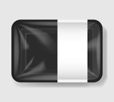 Plastic tray container with cellophane cover. Mockup template for your design Stock Illustration