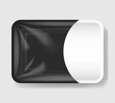 Plastic tray container with cellophane cover. Mockup template for your design 库存插图