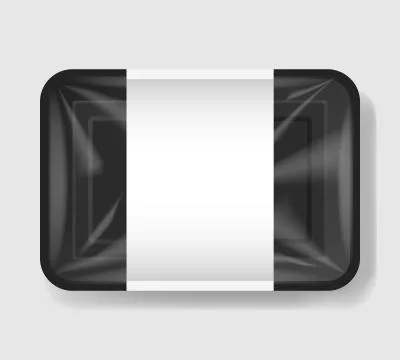 Plastic tray container with cellophane cover. Mockup template for your design Stockillustratie