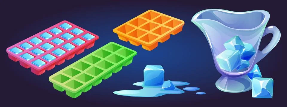 Plastic tray for ice cube making 库存插图