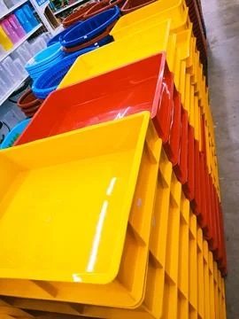Plastic trays Stock Photos