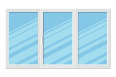 Plastic triple casement window isolated on white background Stock Illustration