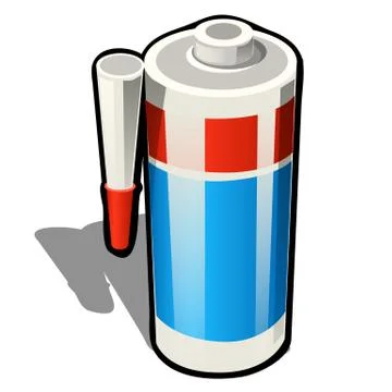 Plastic tube of silicone sealant or glue isolated on white background. Vector Stock Illustration