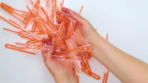 Plastic tubes for juice. Stock Footage 170482255