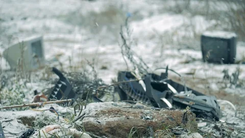Plastic TV broken at a landfill. Stock Footage 120464986