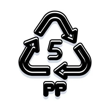 Plastic type pp number 5 recycling symbol 스톡 일러스트
